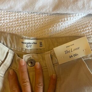 Abercrombie & Fitch Tan High Rise Loose Jeans